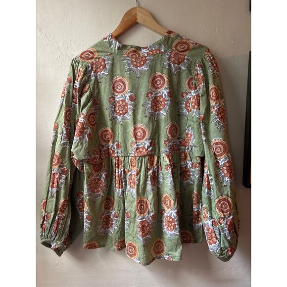 NEW with Tags Victoria Dunn Block Print Peasant Blouse Top - Picture 8 of 11